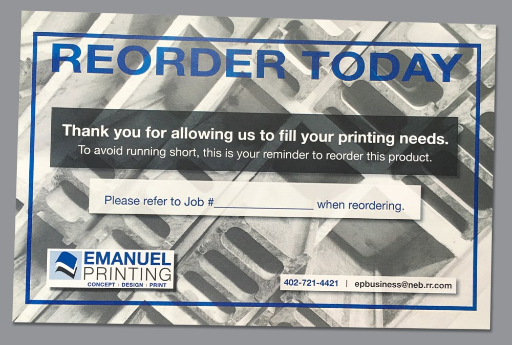 Reorder form (postcard–front)